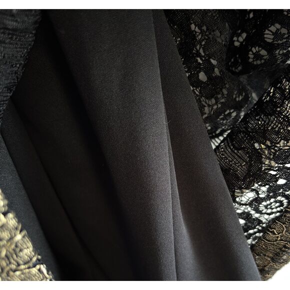 Elegant Gold Lace Sleeveless Size L Shimmer Metallic Holiday Cocktail Dress #C - Picture 8 of 10